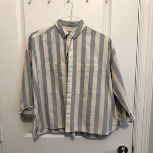 Everlane Light Blue Striped Button Up
